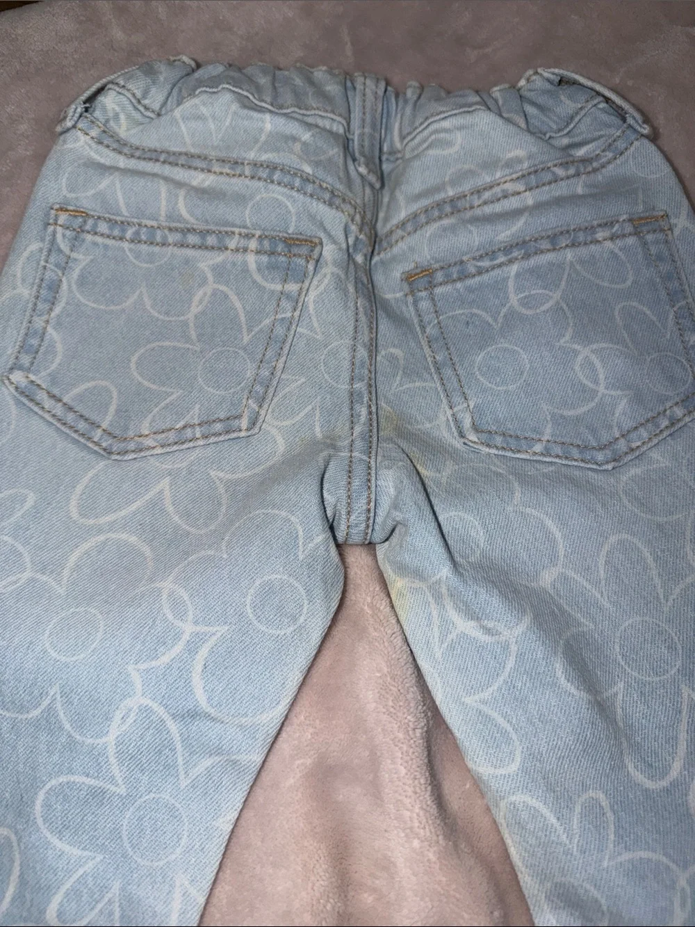 Old Navy Light Blue Floral Flare Jeans